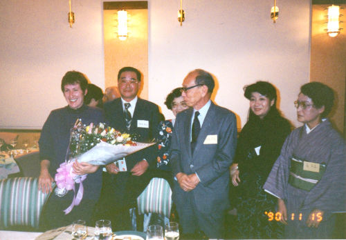 Mit Prof. Kobayashi, Tokiko Murakami und Miori Fujimura beim Empfang nach dem Vortrag