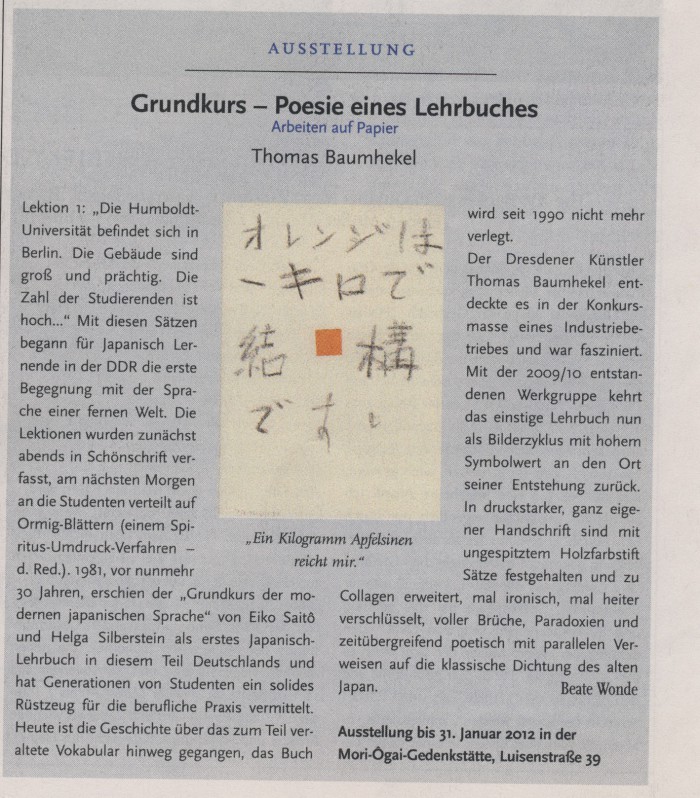 "Grundkurs - Poesie eines Lehrbuches" in Humboldt, 20.10.2011. S.8